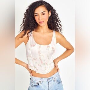 NWT LoveShackFancy Mori Silk Bustier Crop Top Sz 10